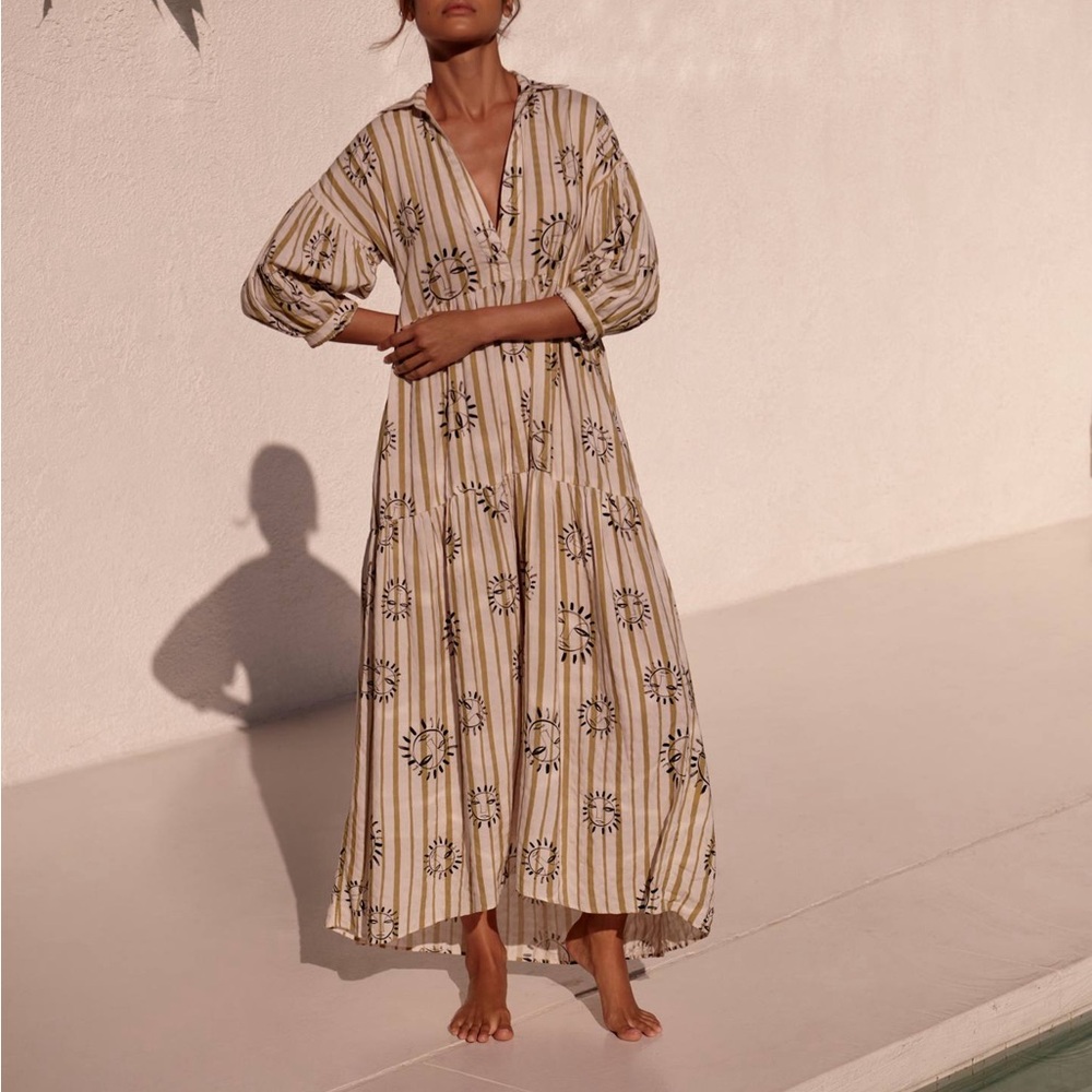 Anthropologie The LouLou Avenue Carolita Printed Tiered Shirt Dress